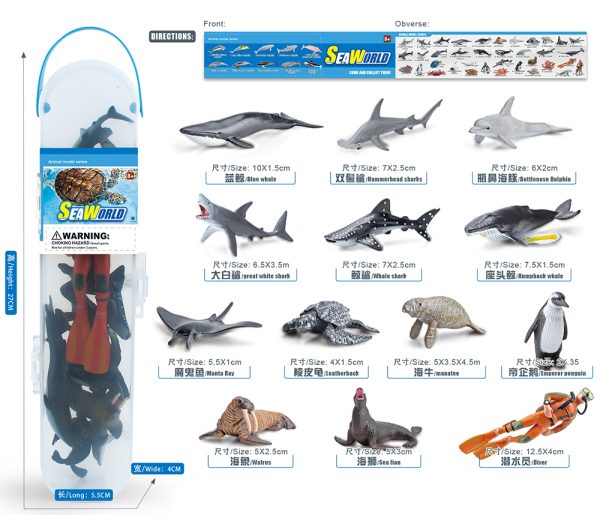 8kinds different packaging plastic class learning model sea animal toy