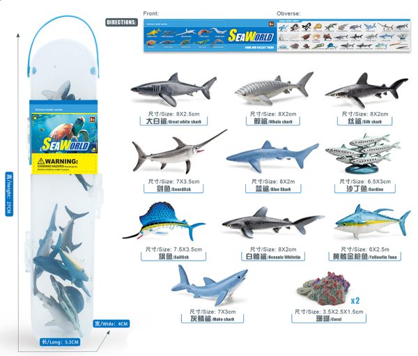 8kinds different packaging plastic class learning model sea animal toy