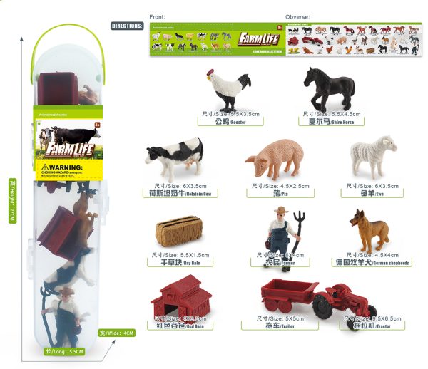 Transparent PVC box packaging plastic farm life model toy