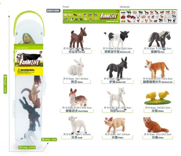 Transparent PVC box packaging plastic farm life model toy