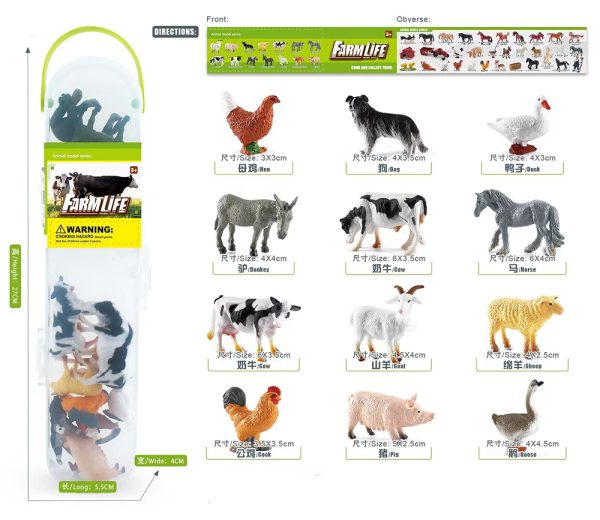 Transparent PVC box packaging plastic farm life model toy