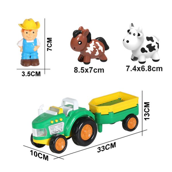 With cartoon cow horse farmer and transport cart farm animals toddler toy