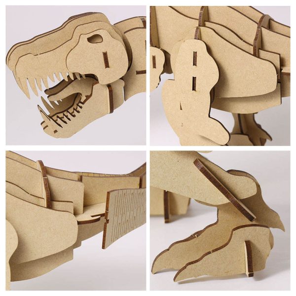 50pcs DIY 3D tyrannosaurus dinosaur wooden toy
