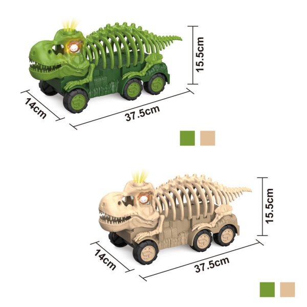 plastic pull back skeleton dinosaur car toy with mini figure and car