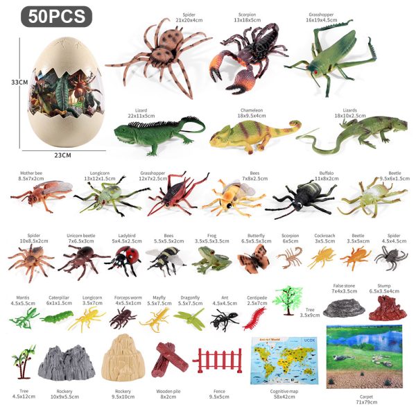 Egg pack different size plastic model insect toys