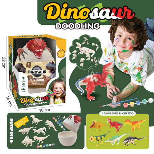 Egg pack diy assembly dinosaur mini block toy for painting children