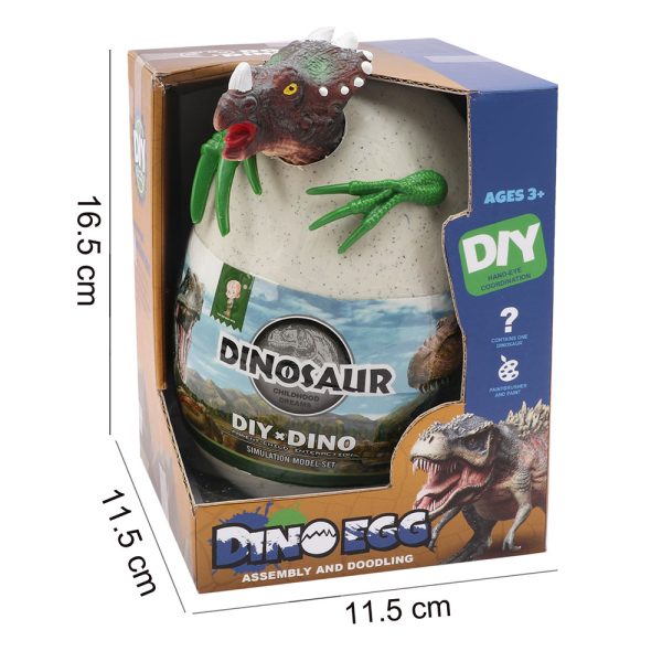Cute big egg pack DIY building 3d small dinosaur block plastic toy for painting