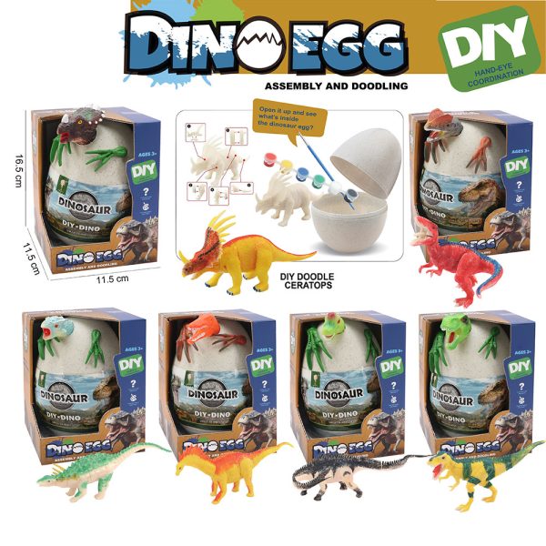 Cute big egg pack DIY building 3d small dinosaur block plastic toy for painting