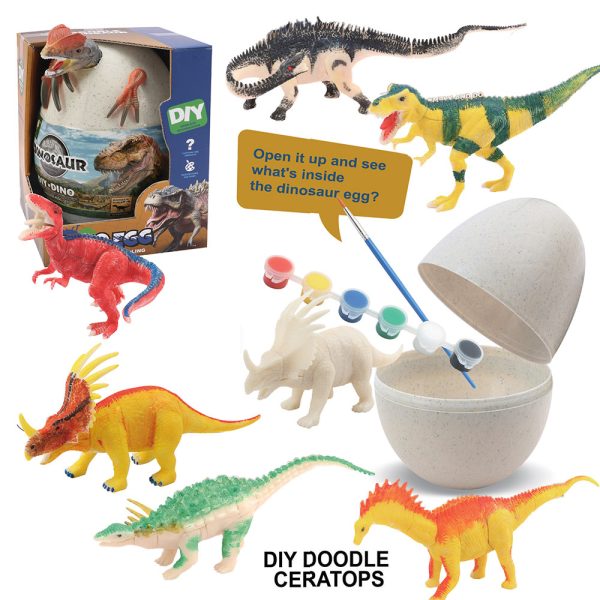 Cute big egg pack DIY building 3d small dinosaur block plastic toy for painting