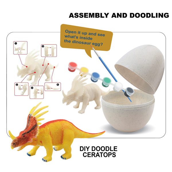 Cute big egg pack DIY building 3d small dinosaur block plastic toy for painting