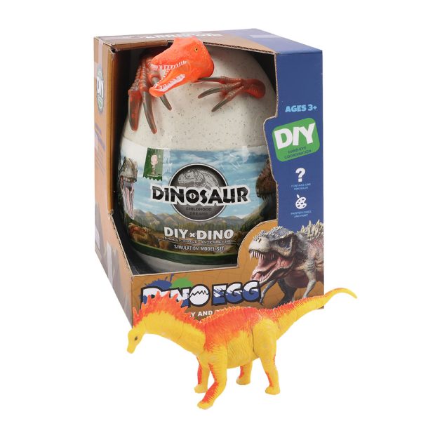 Cute big egg pack DIY building 3d small dinosaur block plastic toy for painting