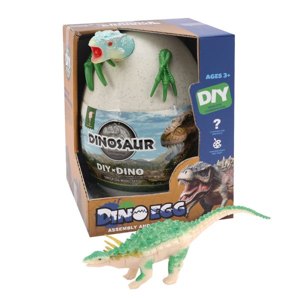 Cute big egg pack DIY building 3d small dinosaur block plastic toy for painting