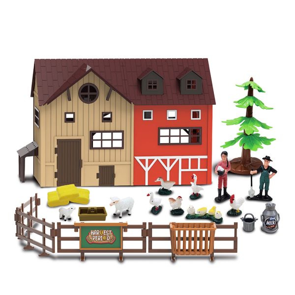 63pcs Poultry duck goose chicken farmer model plastic diy simulation farm house toy with animal
