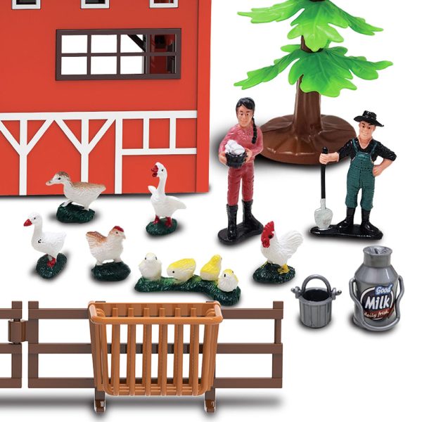 63pcs Poultry duck goose chicken farmer model plastic diy simulation farm house toy with animal
