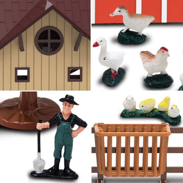 63pcs Poultry duck goose chicken farmer model plastic diy simulation farm house toy with animal
