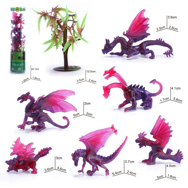 Myth statue series toy plastic mini dragon figurines in clear tube