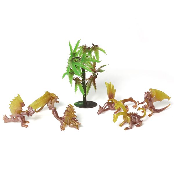 Myth statue series toy plastic mini dragon figurines in clear tube