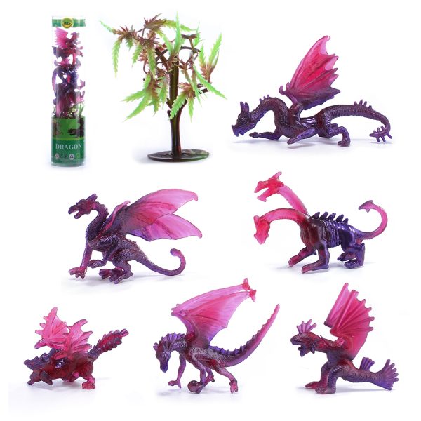 Myth statue series toy plastic mini dragon figurines in clear tube