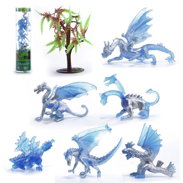 Myth statue series toy plastic mini dragon figurines in clear tube