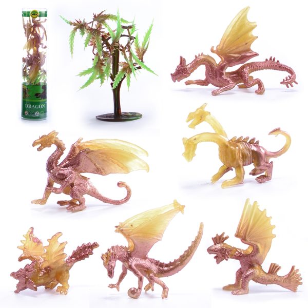Myth statue series toy plastic mini dragon figurines in clear tube