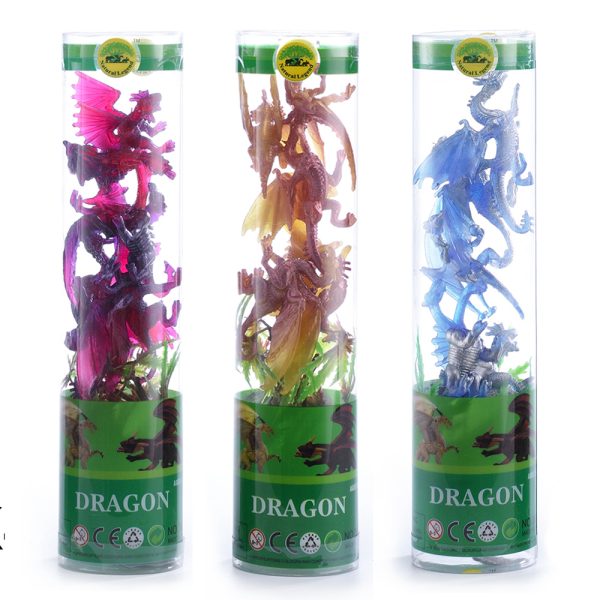 Myth statue series toy plastic mini dragon figurines in clear tube