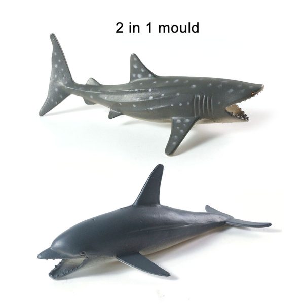 5inches plastic sea animal model toy hollow sharks for drinks