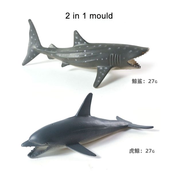 5inches plastic sea animal model toy hollow sharks for drinks