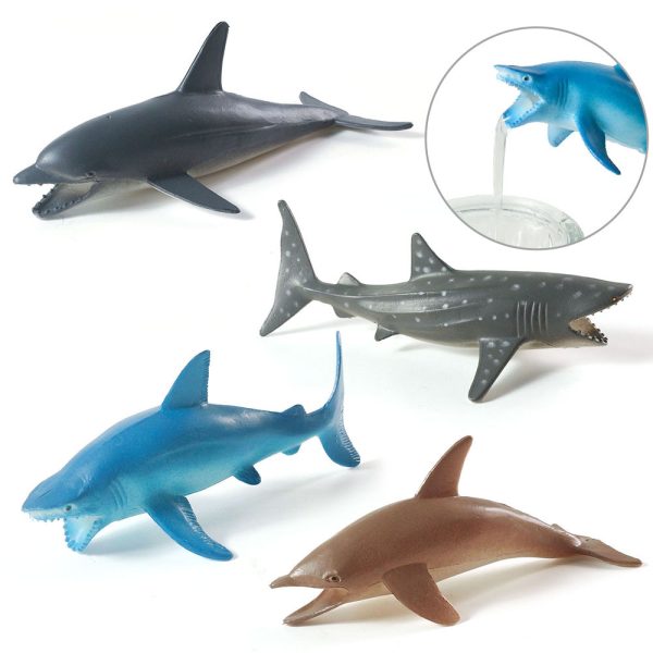 5inches plastic sea animal model toy hollow sharks for drinks