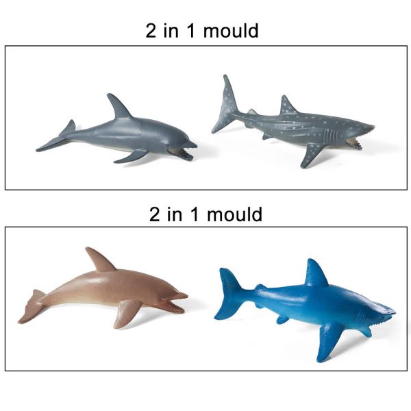 5inches plastic sea animal model toy hollow sharks for drinks