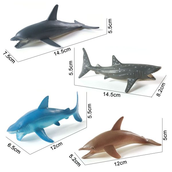 5inches plastic sea animal model toy hollow sharks for drinks