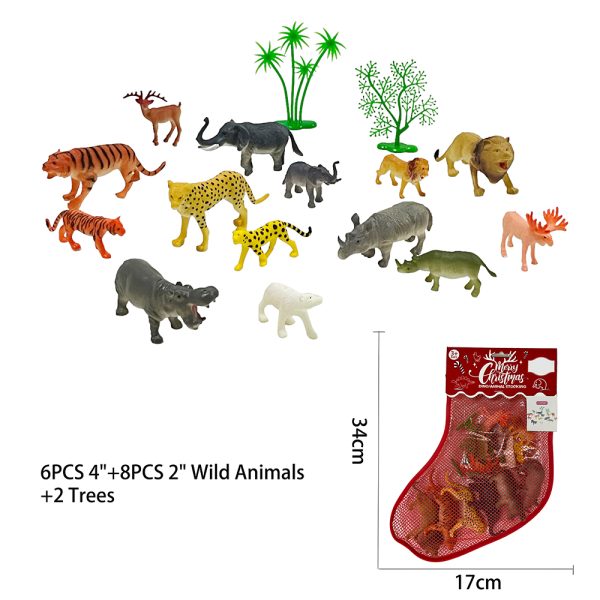 mesh bag pack christmas theme gift toy plastic animal dinosaur reptile small toy
