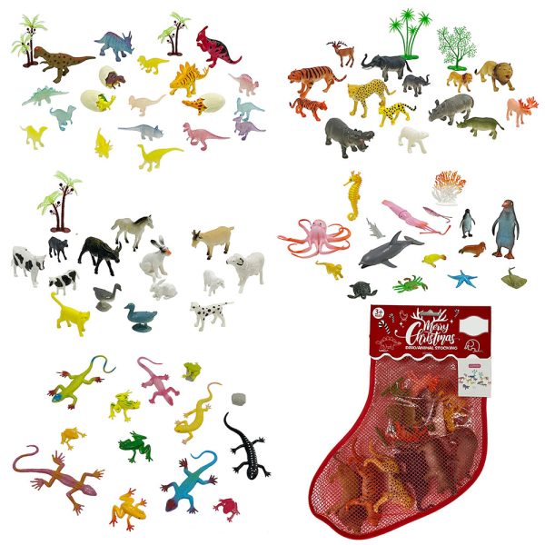 mesh bag pack christmas theme gift toy plastic animal dinosaur reptile small toy
