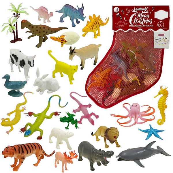 mesh bag pack christmas theme gift toy plastic animal dinosaur reptile small toy