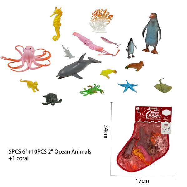 mesh bag pack christmas theme gift toy plastic animal dinosaur reptile small toy