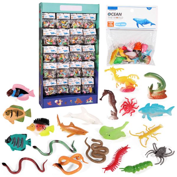 Display rack pack 120pcs  cheap small plastic animal mini toy