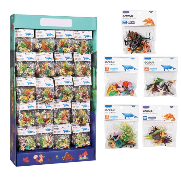 Display rack pack 120pcs  cheap small plastic animal mini toy