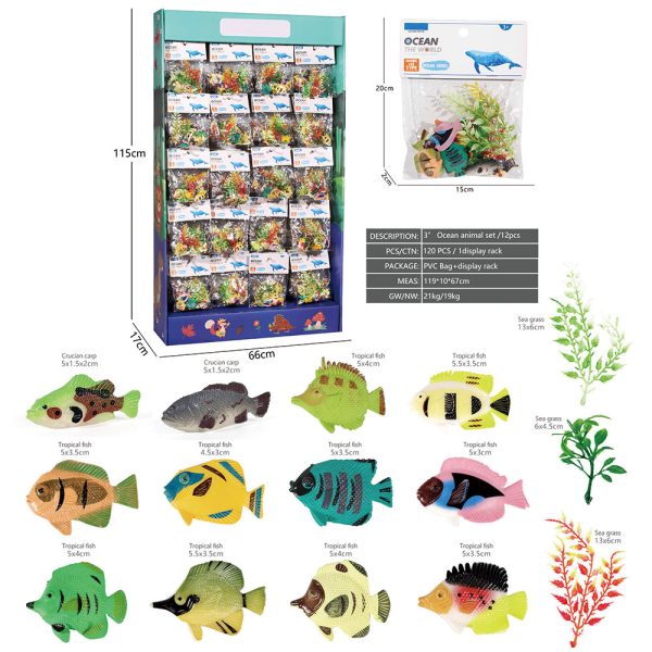 Display rack pack 120pcs  cheap small plastic animal mini toy