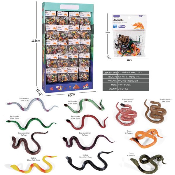 Display rack pack 120pcs  cheap small plastic animal mini toy