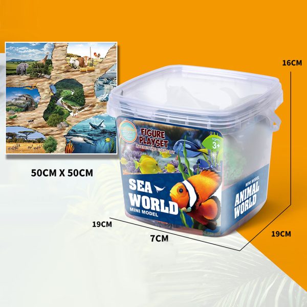 With handle bucket pvc shark dolphin plastic hollow toy sea animal figurines