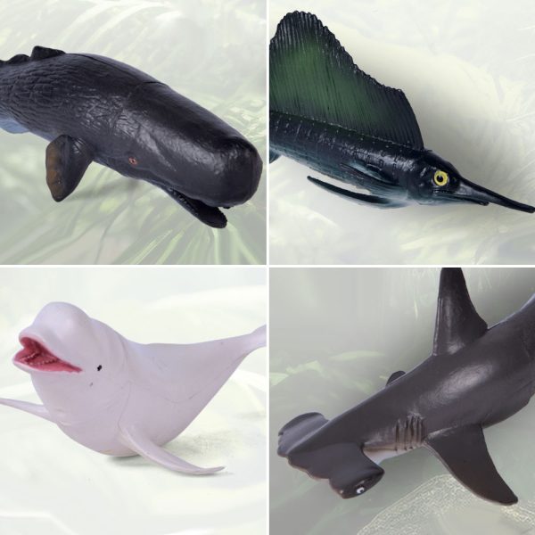 With handle bucket pvc shark dolphin plastic hollow toy sea animal figurines