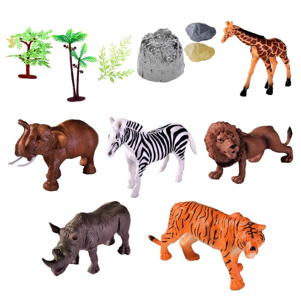 19pcs pvc hollow lion zebra model plastic wild animal toy tiger