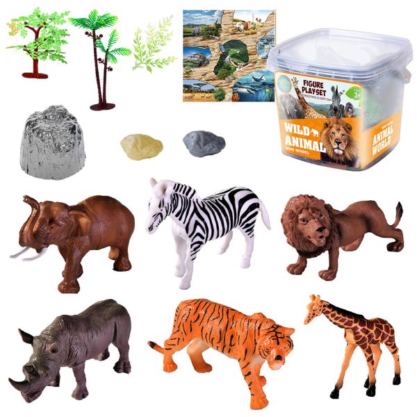 19pcs pvc hollow lion zebra model plastic wild animal toy tiger