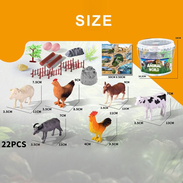 PVC plastic hollow hen cow sheep animal model plastic farm play set toy with mat