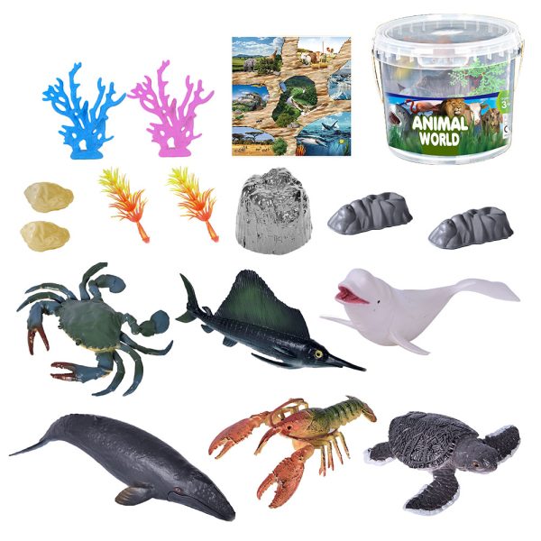 6.3 inches barrel plastic bucket pvc hollow sea animal model