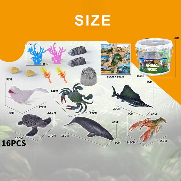 6.3 inches barrel plastic bucket pvc hollow sea animal model