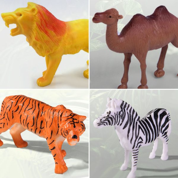 20pcs plastic jungle animal toy set with rock and tree