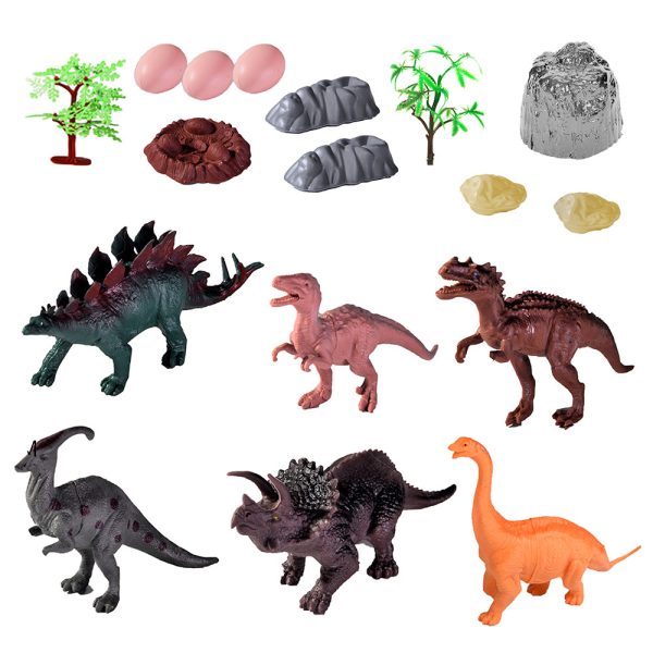 PVC hollow plastic model toy dinosaur gift set wit mat and tree egg