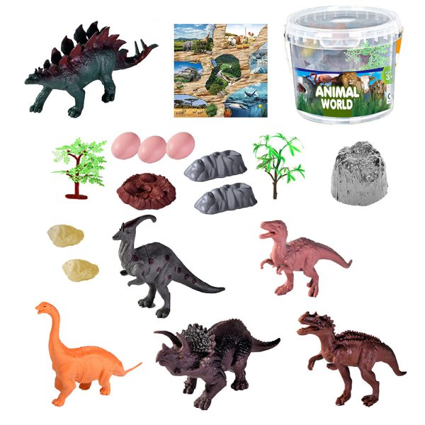 PVC hollow plastic model toy dinosaur gift set wit mat and tree egg