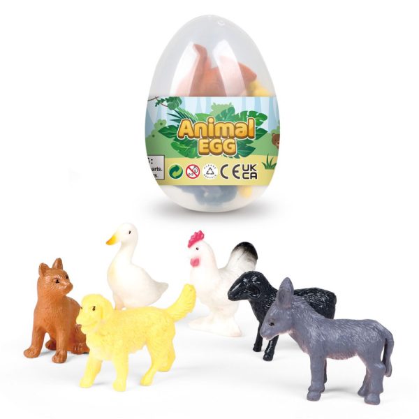 6pcs in egg plastic mini farm animal model surprise eggs with toys inside