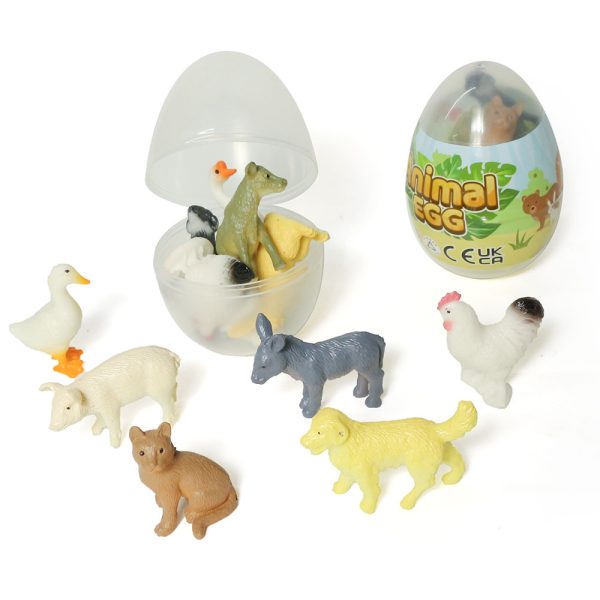 6pcs in egg plastic mini farm animal model surprise eggs with toys inside